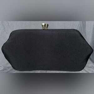 'Graceline Master Purse' Black Clutch with Gold Accents & Rhinestones